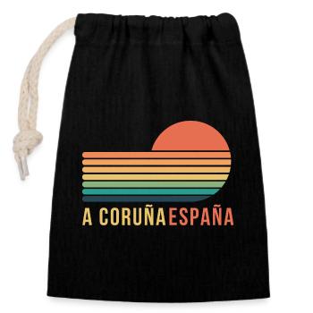 A Coruña España - Verschließbarer Geschenkbeutel aus Baumwolle (14x20cm) - Schwarz - Vorne