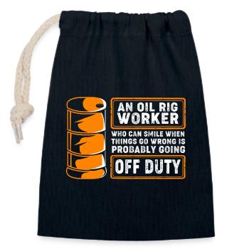 Oil Rig Oil Field - Closable cotton gift bag (14x20cm) - navy - Front