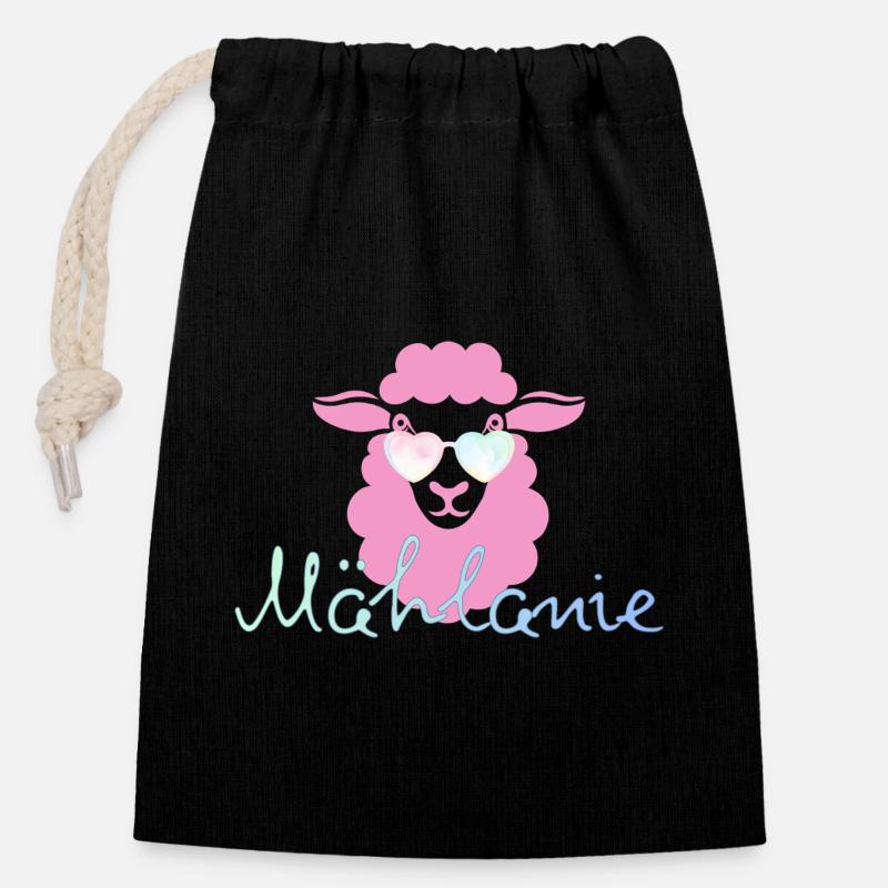 Mählanie - Sac cadeau en coton avec cordon (14 x 20 cm) - noir