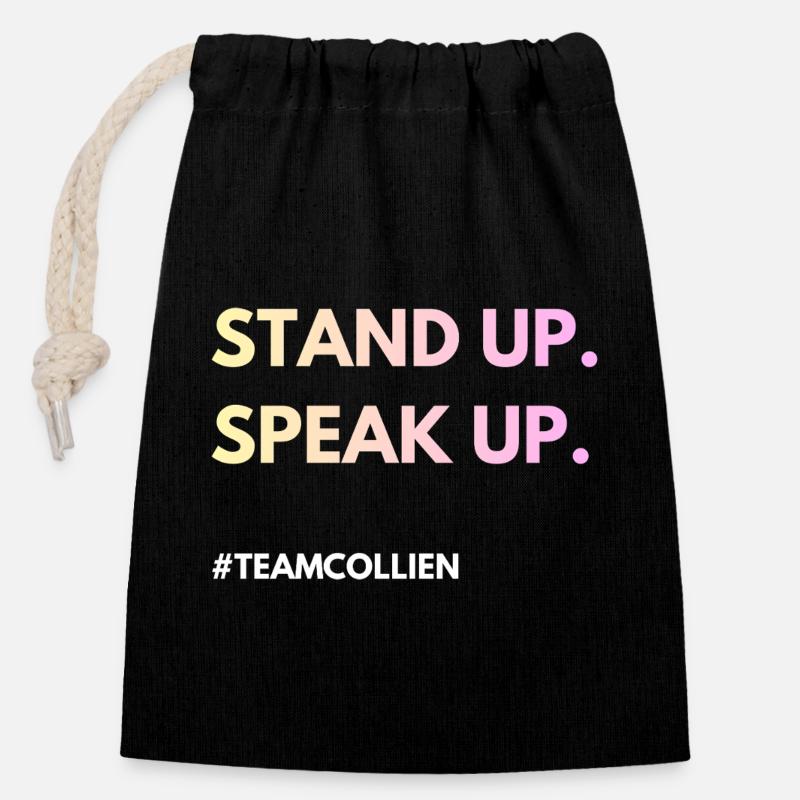 Stand Up, Speak Up - Closable cotton gift bag (14x20cm) - black