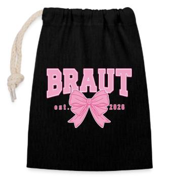 Bride Hen Party Team Partner Look - Closable cotton gift bag (14x20cm) - black - Front