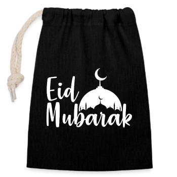 Eid Mubarak Mosque Silhouette - Closable cotton gift bag (14x20cm) - black - Front
