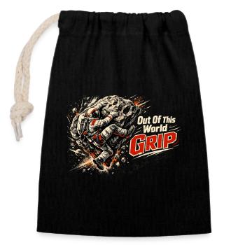 Out Of This World Grip – Astronaut bouldering - Closable cotton gift bag (14x20cm) - black - Front