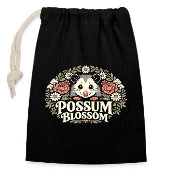 Possum Blossom - Verschließbarer Geschenkbeutel aus Baumwolle (14x20cm) - Schwarz - Vorne