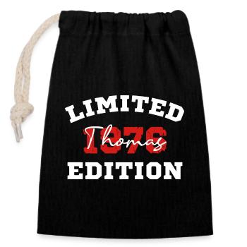 Limited Edition 1976 Thomas Birthday Shirt - Closable cotton gift bag (14x20cm) - black - Front