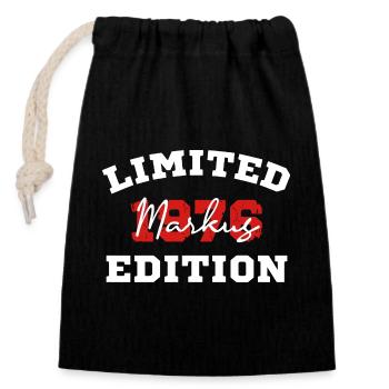 Limited Edition 1976 Markus Birthday Shirt - Closable cotton gift bag (14x20cm) - black - Front