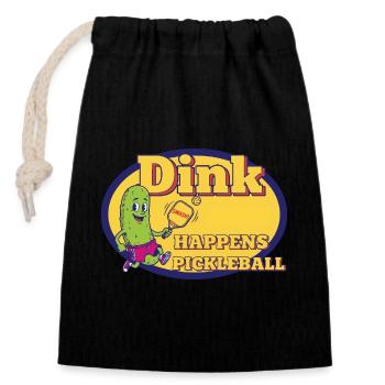 Pickleball Dink Happen, drôle d’amour du pickleball - Sac cadeau en coton avec cordon (14 x 20 cm) - noir - Devant