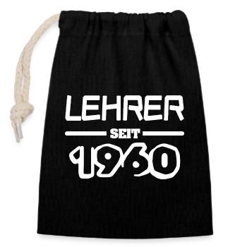 Lehrerin 1960 - Verschließbarer Geschenkbeutel aus Baumwolle (14x20cm) - Schwarz - Vorne