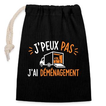 Déménagement - Sac cadeau en coton avec cordon (14 x 20 cm) - noir - Devant