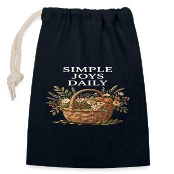 Basket of Simple Joys Flower Cottagecore Farm - Closable cotton gift bag (14x20cm) - navy - Front