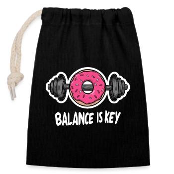 Funny Dumbbell Donut Desig Gym Men Cheat Day - Closable cotton gift bag (14x20cm) - black - Front
