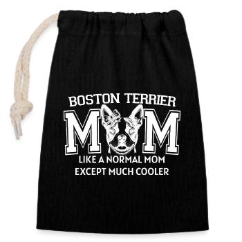 Boston Terrier Maman Amoureuse du chien Art mignon de chiot - Sac cadeau en coton avec cordon (14 x 20 cm) - noir - Devant