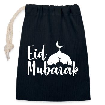 Eid Mubarak  - Closable cotton gift bag (14x20cm) - navy - Front