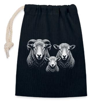 sheep - Closable cotton gift bag (14x20cm) - navy - Front