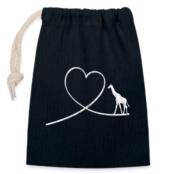 Idée de cadeau pour la région sauvage du zoo de giraffe - Sac cadeau en coton avec cordon (14 x 20 cm) - bleu marine - Devant
