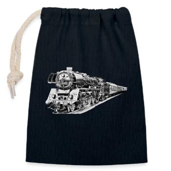 steam locomotive - Closable cotton gift bag (14x20cm) - navy - Front