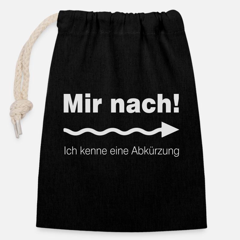 Ich kenne eine Abkürzung - Verschließbarer Geschenkbeutel aus Baumwolle (14x20cm) - Schwarz