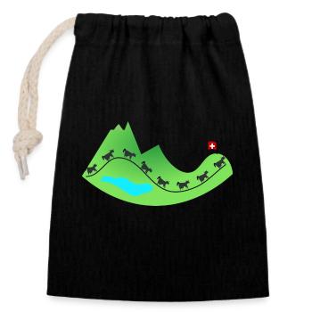 Mountains in Switzerland - Closable cotton gift bag (14x20cm) - black - Front