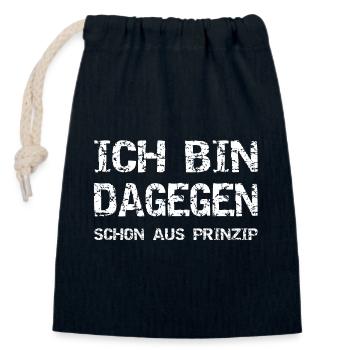 Ich bin dagegen - Verschließbarer Geschenkbeutel aus Baumwolle (14x20cm) - Navy - Vorne