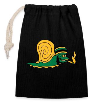 kiffer kiffen drogues conjointes fumer jamaica raggae - Sac cadeau en coton avec cordon (14 x 20 cm) - noir - Devant
