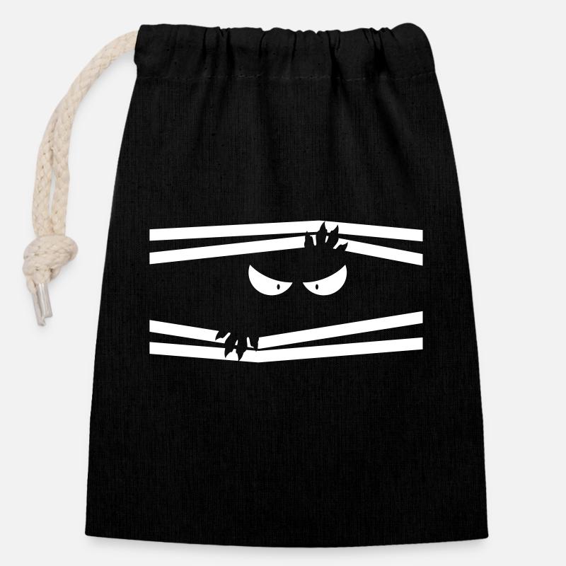 Monstres - Sac cadeau en coton avec cordon (14 x 20 cm) - noir