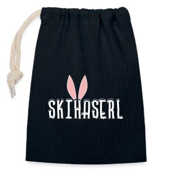 Lapin de ski Lapin de ski avec oreilles - Sac cadeau en coton avec cordon (14 x 20 cm) - bleu marine - Devant