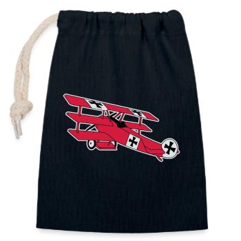 Fokker Airplane Flugzeug Roter Baron Red World War - Closable cotton gift bag (14x20cm) - navy - Front