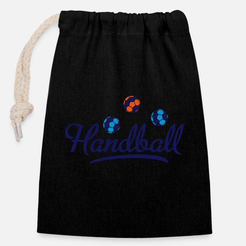 Handball - Sac cadeau en coton avec cordon (14 x 20 cm) - noir