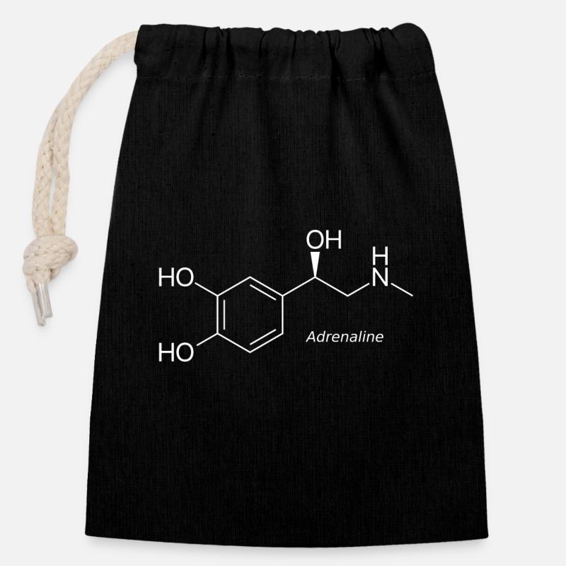 Adrenaline molecule - white by name - Closable cotton gift bag (14x20cm) - black