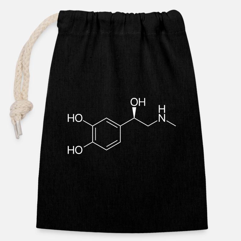 Adrenaline molecule - white - Closable cotton gift bag (14x20cm) - black