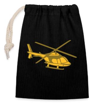 Hubschrauber - Verschließbarer Geschenkbeutel aus Baumwolle (14x20cm) - Schwarz - Vorne