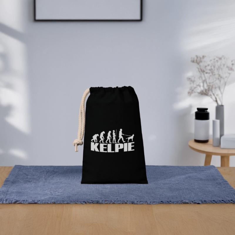 Kelpie Australian Chien Evolution Sac cadeau en coton avec cordon (14 x 20 cm)