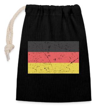 Deutschlandfahne verkratzt Vintage Retro Flagge - Verschließbarer Geschenkbeutel aus Baumwolle (14x20cm) - Schwarz - Vorne