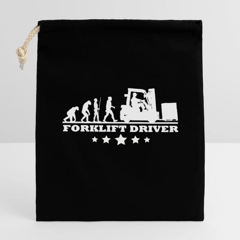 Gabelstapler Staplerfahrer - Evolution Verschließbarer Geschenkbeutel aus Baumwolle (14x20cm)