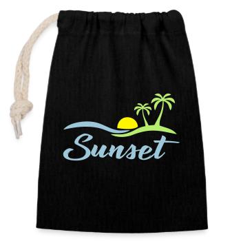 Sunset beach - Verschließbarer Geschenkbeutel aus Baumwolle (14x20cm) - Schwarz - Vorne