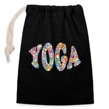 yoga kleine blümchen - Verschließbarer Geschenkbeutel aus Baumwolle (14x20cm) - Schwarz - Vorne