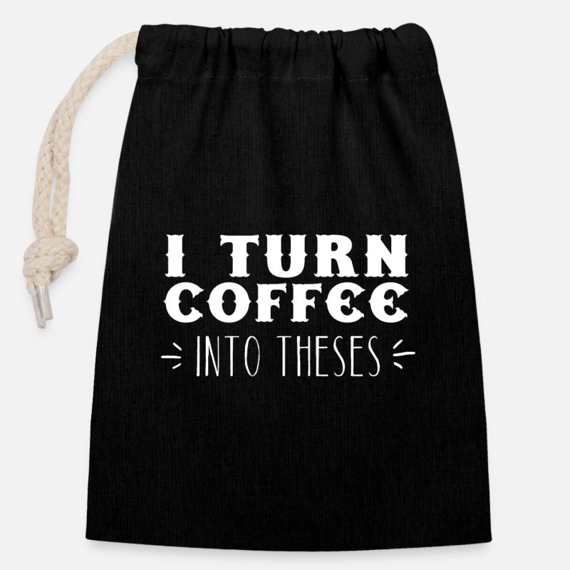 Je transforme le café en thèses - Sac cadeau en coton avec cordon (14 x 20 cm) - noir