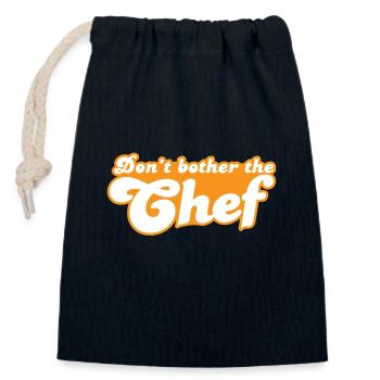 Ne dérangez pas le chef! - Sac cadeau en coton avec cordon (14 x 20 cm) - bleu marine - Devant
