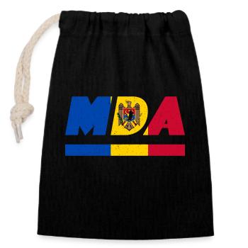 Moldawien Fahne Flagge MDA - Verschließbarer Geschenkbeutel aus Baumwolle (14x20cm) - Schwarz - Vorne