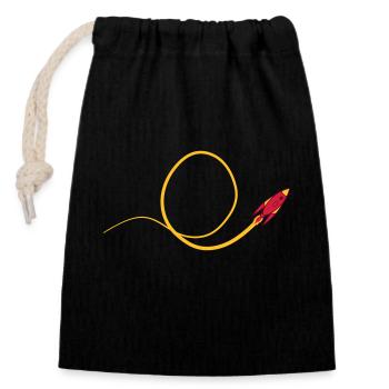 Looping flying rocket - Closable cotton gift bag (14x20cm) - black - Front