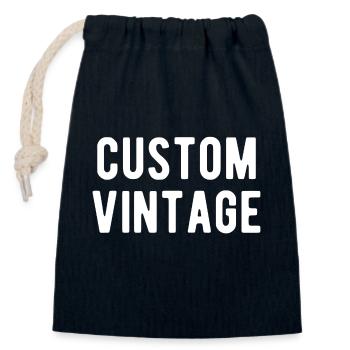 Custom vintage - Closable cotton gift bag (14x20cm) - navy - Front