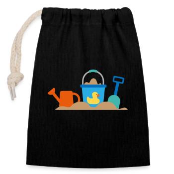 Beach - Closable cotton gift bag (14x20cm) - black - Front