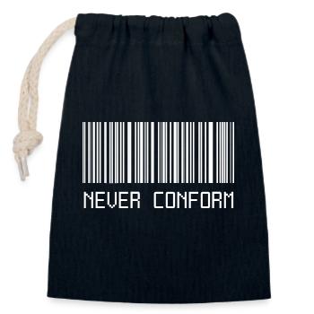 Never Conform Barcode - Verschließbarer Geschenkbeutel aus Baumwolle (14x20cm) - Navy - Vorne