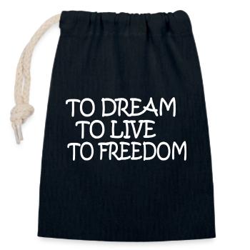 Peace / To Dream To live to Freedom - Closable cotton gift bag (14x20cm) - navy - Front