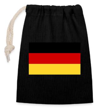 Deutsche Flagge - Verschließbarer Geschenkbeutel aus Baumwolle (14x20cm) - Schwarz - Vorne
