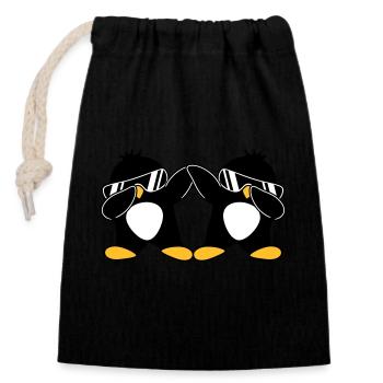 2 Dab Penguins - Closable cotton gift bag (14x20cm) - black - Front