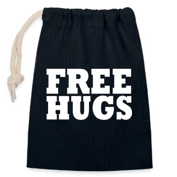 Free Hugs - Closable cotton gift bag (14x20cm) - navy - Front