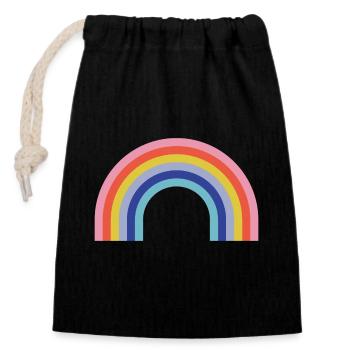 Arc-en-ciel - Sac cadeau en coton avec cordon (14 x 20 cm) - noir - Devant