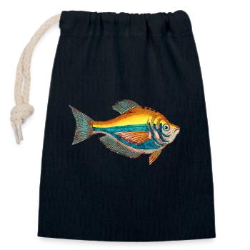 Fishing luck - Fishing luck - Colorful fish - Closable cotton gift bag (14x20cm) - navy - Front
