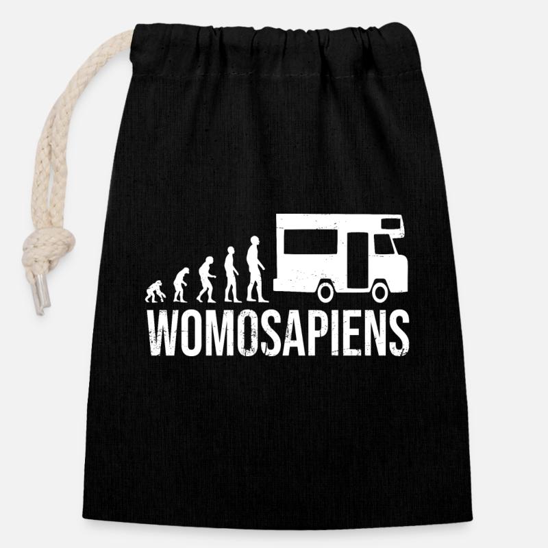 Womosapiens Wohnmobil Evolution - Verschließbarer Geschenkbeutel aus Baumwolle (14x20cm) - Schwarz